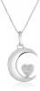 Sterling Silver "I Love U 2 the Moon and Back" Diamond Accent Moon and Heart Pendant Necklace  (0.06cttw, I-J Color, I2-I3 Clarity), 18"