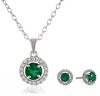 Sterling Silver Created Earrings and Pendant Necklace Jewelry Set