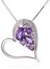 Sterling Silver Shades of Amethyst and Diamond-Accented Heart Pendant Necklace, 18"