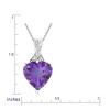 10k White Gold Amethyst and Diamond Heart Pendant Necklace , 18"