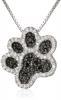 Sterling Silver Black and White Diamond Dog Paw Pendant Necklace (1/10 cttw), 18