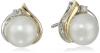 S&G Sterling Silver and 14k Yellow Gold Freshwater Cultured Pearl (7 mm) with Diamond Accents Stud Earrings