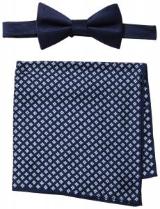Nơ Tommy Hilfiger Men's Solid Neat Bow Tie and Pocket Square Set
