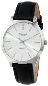 Đồng hồ Johan Eric Women's JE2200-04-001.7 Herlev Black Leather Watch with Diamond Accents