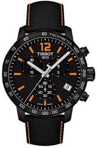Đồng hồ Tissot Quickster Chronograph Black Dial Black Leather Mens Watch T0954173605700
