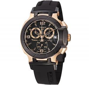 Tissot Men's T048.417.27.057.06 T-Sport Rose-Gold PVD Black Rubber Strap Watch
