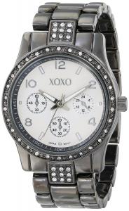 Đồng hồ XOXO Women's XO5263 Gunmetal-Tone Clear Rhinestones Bezel Bracelet Watch