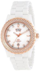 Đồng hồ Oniss Paris Women'S ON6200-Lrg Wht Bello Princess Collection Ladies All Ceramic S/S Bezel with 116 Round Crystals Rose Tone Day/Date Swiss Parts Movement Rose Tone Blue Watch