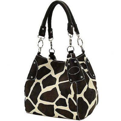 Túi xách Black Large Vicky Giraffe Print Faux Leather Satchel Bag Handbag Purse