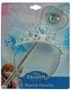 Disney Frozen Crown Tiara and Wand Set - Silver with Blue Elsa and Anna Heart Jewel