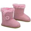 Stylish 18 Inch Doll Boots. Fits 18" American Girl Dolls & More! Doll Shoes of Pink Suede Style Boots W/ Pink Side Button & Pink Fur