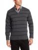 IZOD Men's Road Trip Fine Gauge Striped V-Neck Sweater