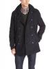 Marc New York by Andrew Marc Men's Kerr Wool Pea Coat with Micro Suede Bib