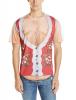 Faux Real Men's Hairy Belly Poinsettia Ugly Christmas Sweater Printed Tee