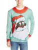 Faux Real Men's Black Santa Ho Ho Ho Ugly Christmas Sweater Printed Tee