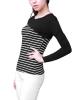 Allegra K Women Round Neck Shirts Striped T Shirts Long Sleeve Casual Tops