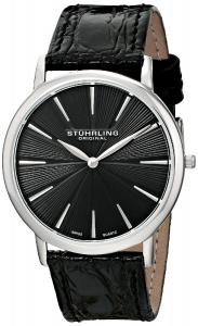 Stuhrling Original Men's 682.02 Orchestra Swiss Quartz Ultra Slim Black Dial Watch
