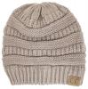 Winter White Ivory Thick Slouchy Knit Oversized Beanie Cap Hat