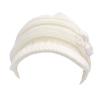 Women's Cable Knit Visor Hat with Flower Accent White Color