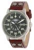 Laco/1925 Men's 861806 "Pilot Classic" Round Stainless Steel Watch with Brown Leather Strap