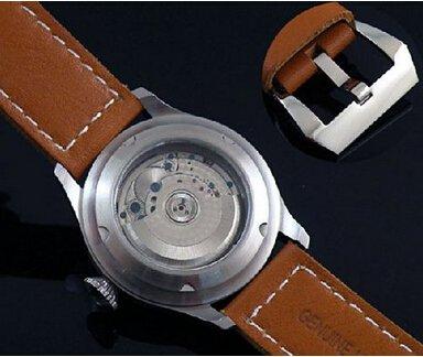 Parnis Flieger Big Pilot Black Dial Calendar Automatic Men's Women's Black Leather Strap Wrist Watch