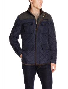 Vince Camuto Men's Quilted Jacket with Plaid Yoke