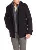 Tommy Hilfiger Men's Wool-Blend Melton Single-Breasted Peacoat with Bib