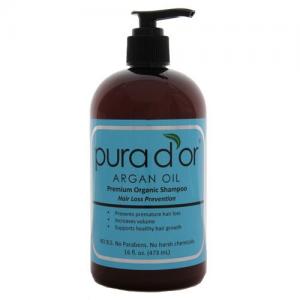 Pura d'or Hair Loss Prevention Premium Organic Shampoo, Brown and Blue, 16 Fluid Ounce