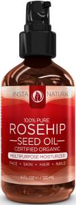 ORGANIC Rosehip Oil - 100% Pure & USDA Certified -HUGE 4OZ- Great Moisturizer for Skin, Hair, Stretch Marks, Scars, Discoloration, Wrinkles & Fine Lines - BEST Unrefined, Cold Pressed Virgin Rosehip Seed Oil For Face and Skin - Guaranteed Results