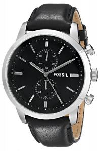 Fossil Men's FS4866 Townsman Chronograph Leather Watch - Black