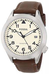 Fossil Men's AM4514 The Aeroflite Three-Hand Leather Watch - Brown