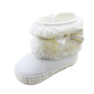 Weixinbuy Baby Girls Fur Fleece Snow Bowknot Soft Sole Boots Crib Shoes