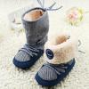Weixinbuy Baby Boy Lace Up Stripe Soft Bottom Winter Snow Boots