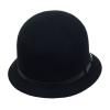 Mũ Womens Black Wool Felt Cloche Bucket Hat with Buckle