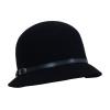 Mũ Womens Black Wool Felt Cloche Bucket Hat with Buckle