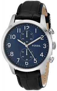 Đồng hồ Fossil Men's FS5020 Townsman Three-Hand Leather Watch - Black Croco with Blue Dials