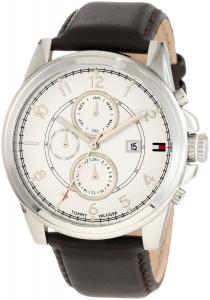 Đồng hồ Tommy Hilfiger  Men's 1710294 Stainless Steel and Leather Strap White Dial Watch
