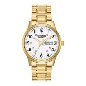 Đồng hồ Citizen BF0612-95A Men's Easy Reader White Dial Gold Tone Steel Expansion Bracelet Watch