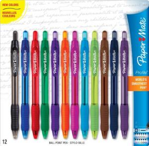Bút Paper Mate Profile Retractable 1.4mm Point Ballpoint Pens, 12 Colored Ink Pens (1788863)