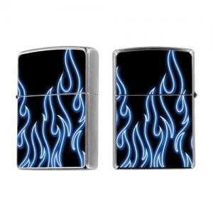 Bật lửa Decal Vinyl Skin Sticker For Your ZIPPO Lighter Blue Neon Flames - By SkinGuardz