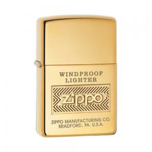 Bật lửa Zippo Logo High Polish Brass Lighter (Gold, 5 1/2x3 1/2-cm)
