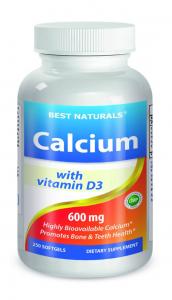 Viên uống bổ sung canxi Calcium 600 mg with Vitamin D3 500 IU 250 Softgels by Best Naturals - Easy to take