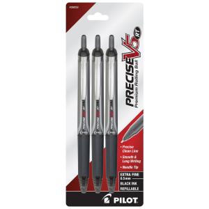 Bút Pilot Precise V5 RT Retractable Rolling Ball Pens, Extra Fine Point, 3-Pack, Black Ink (26052)