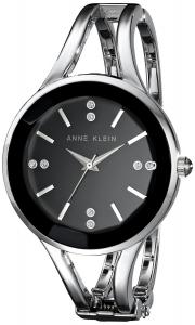 Đồng hồ Anne Klein Women's AK/1719BKSV Swarovski Crystal Accented Silver-Tone Bangle Watch