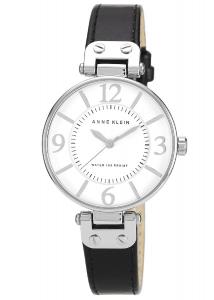 Đồng hồ Anne Klein Women's 109169WTBK Silver-Tone and Black Leather Strap Watch