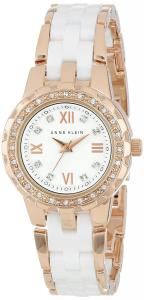 Đồng hồ Anne Klein Women's 10/9456WTRG Swarovski Crystal Accented Rose Gold-Tone and White Ceramic Bracelet Watch
