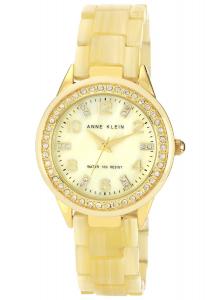 Anne Klein Women's 10/9956CMHN Swarovski Crystal Accented Gold-Tone Horn Resin Watch