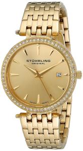Stuhrling Original Women's 579.03 Soiree Swiss Quartz Swarovski Crystals Date Gold Tone Watch