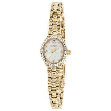 Elgin EG7013 Women's Gold-Tone Mother of Pearl Dial Swarovski Crystal Bezel Oval Watch