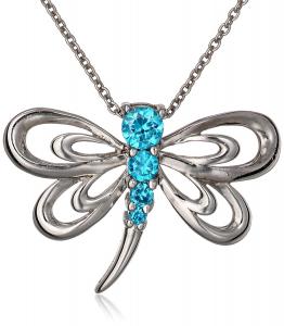 Sterling Silver Cubic Zirconia Dragonfly Pendant Necklace, 18"